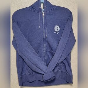 Roxy Women's Blue Hoodie With Front Pockets And Zipper Size M